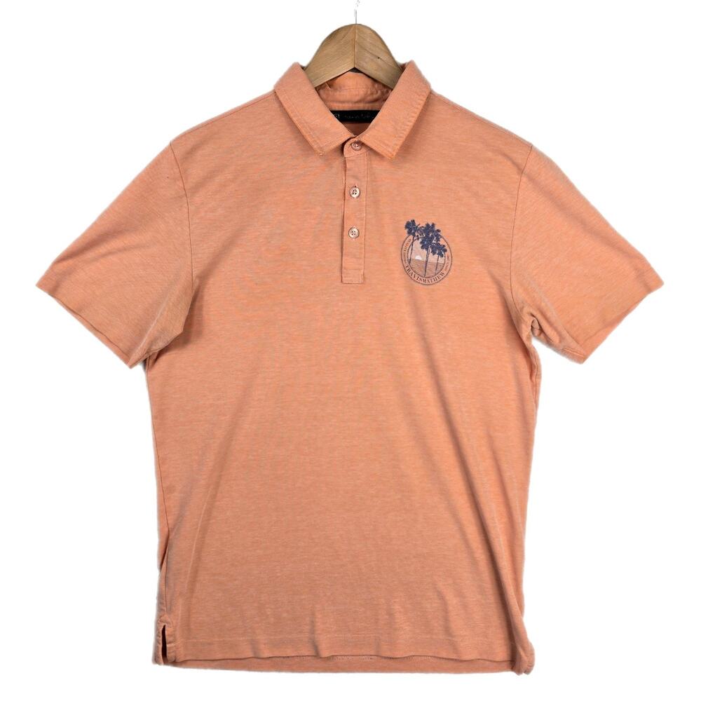 Travis Mathew Performance Golf Polo Shirt Mens M Coral Orange Peach